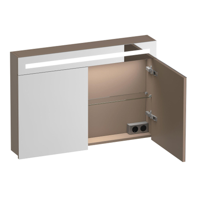 BRAUER Promise spiegelkast – 99x70x15 cm – directe LED boven – 2 deuren – Mokka