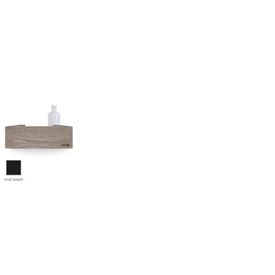 Looox Wood collection shelf BoX 30cm met bodemplaat zwart mat eiken zwart mat