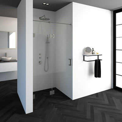 BRAUER Void porte de niche 2 parties verre transparent 110x200 réversible avec porte pivotante 60 sur verre incl. traitement du verre PVD couleur inox