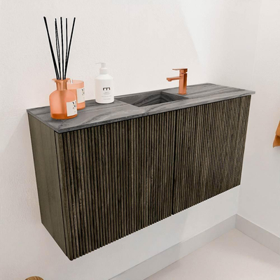 Mondiaz JOYA-DLUX 80cm toiletmeubel - kleur Shadow - Wastafel FAYE positie Midden 1 kraangat kleur Sombra.