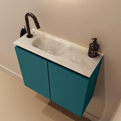 MONDIAZ TURE-DLUX Meuble toilette - 60cm - Smag - EDEN - vasque Ostra - position gauche - 1 trou de robinet