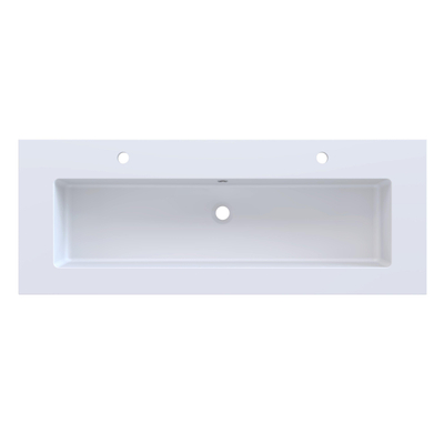 Arcqua Mira Lavabo encastré - 121x46x1.5cm - vasque simple - 2 trous de robinet - marbre de synthèse - blanc mat