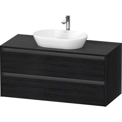 Duravit Ketho 2 meuble sous-lavabo avec plan de console avec 2 tiroirs 120x55x56,8cm avec poignées chêne anthracite noir mat