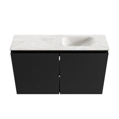 MONDIAZ TURE-DLUX Meuble de toilettes 80 cm Urban. EDEN lavabo Ostra position à droite. Avec 1 trou de robinet.