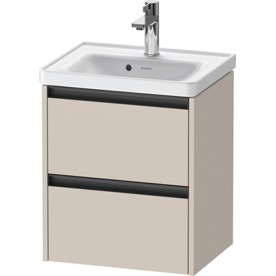 Duravit Ketho.2 Wastafelonderbouwkast - met 2 laden - 48.4x37.5x54.9cm - met grepen antraciet - taupe mat