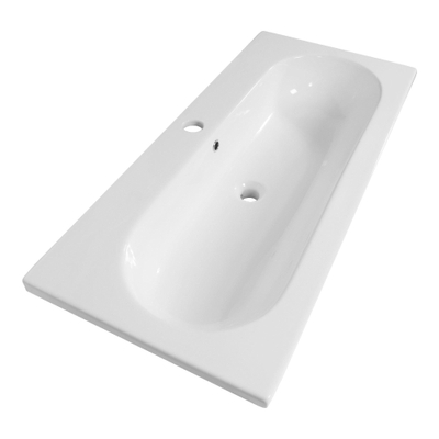 Saniclass Palermo Meuble lavabo - 100x47x3.5cm - trop-plein - 1 lavabo au centre - 1 trou de robinet - céramique - blanc