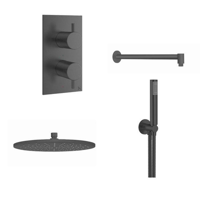 Crosswater MPRO Regendoucheset inbouw - 30cm hoofddouche - wandarm staafhanddouche - geborsteld slate gunmetal (antraciet)