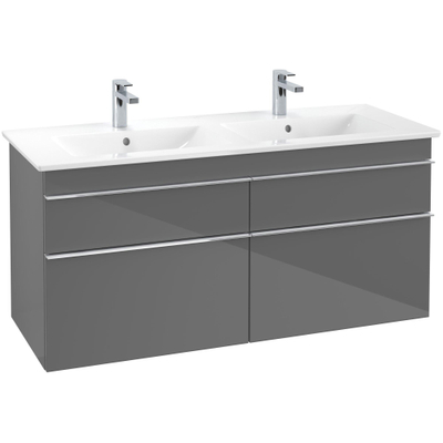 Villeroy & Boch Venticello meuble sous-lavabo - 125,3x59cm - 4x tiroir gris brillant