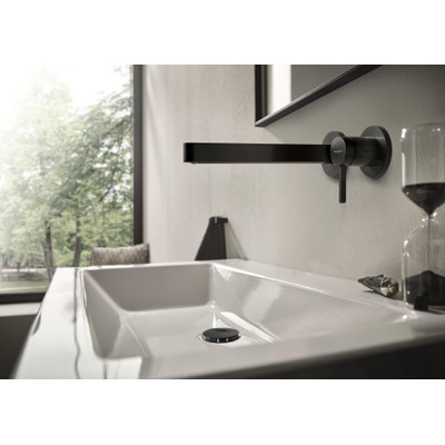 Hansgrohe Finoris Wastafelmengkraan - eengreeps - inbouw - voorsprong 22.8cm - afvoerplug - Brushed Black Chrome