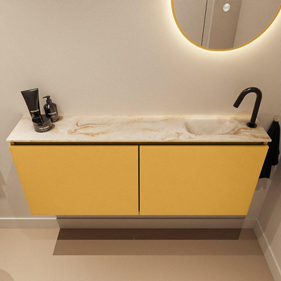 MONDIAZ TURE-DLUX meuble WC 120cm Ocher. EDEN lavabo Frappe position droite. Avec 1 trou de robinet.