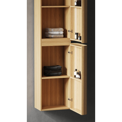 Saniclass Terra Armoire haute - 170x35x40cm - coins arrondis - 2 portes - sandwood (chêne clair)