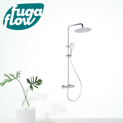 FugaFlow Efficiente Sobrado ensemble de douche à effet pluie avec thermostat douche de tête 30cm douchette à main 3 positions chrome 110cm