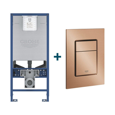 Grohe Rapid SLX Inbouwreservoir - frame netspanning - douchewc aansluiting - Grohe Skate cosmopolitan bedieningsplaat - brushed warm sunset (koper)