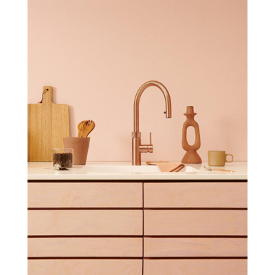 Quooker Flex Round kokendwaterkraan - draaibare & uittrekbare uitloop - PRO3 reservoir - Warm / kokend water - rosé koper
