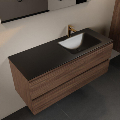 Mondiaz Aivy badmeubelset - 120x45x50cm - 1 kraangat - 1 wasbak urban Solid surface - Rechts - 2 lades - Met spiegel - Melamine Mocha