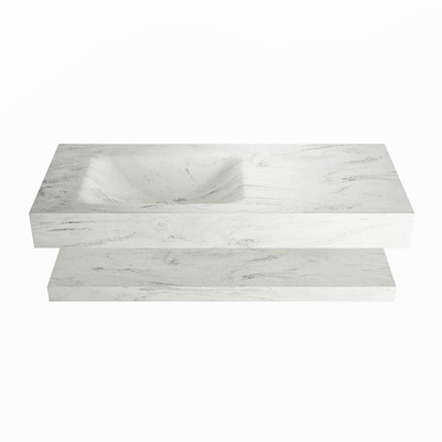 Mondiaz ALAN-DLUX Ensemble de meuble - 110cm - meuble Opalo mat - 0 tiroirs - Lavabo Cloud Opalo suspendu - vasque Gauche - 1 trou de robinet