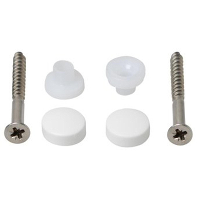 Lot de vis de cuvette avec couvercle et rosace 6x60mm blanc inox