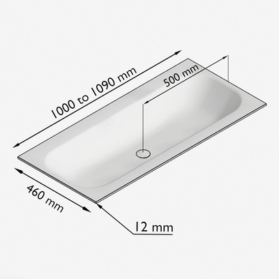 Mondiaz BIG MEDIUM Lavabo encastré - B101xH1.2cm - 1 trou de robinet - cuve au milieu - solid surface Frappe mat (Multi)
