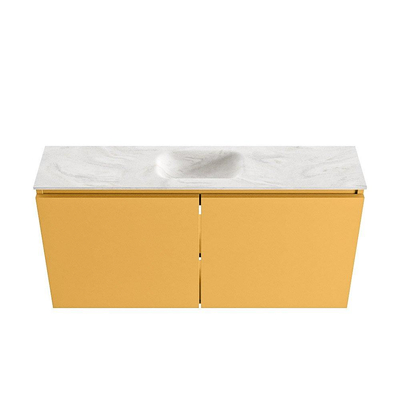 MONDIAZ TURE-DLUX 100cm toiletmeubel Ocher. EDEN wastafel Ostra positie midden. Met 1 kraangat.