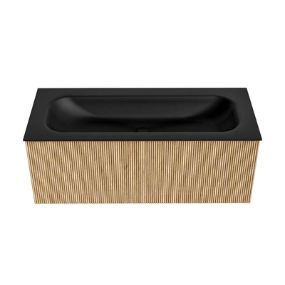 MONDIAZ KURVE 110cm Meuble salle de bain - couleur Oak - 1 tiroir - vasque BIG MEDIUM centre - sans trous de robinet - Urban