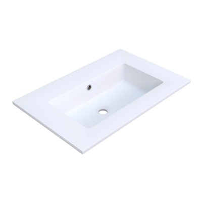Arcqua Mira Lavabo encastré - 71x46x1.5cm - vasque simple - sans trou de robinet - marbre de synthèse - blanc mat
