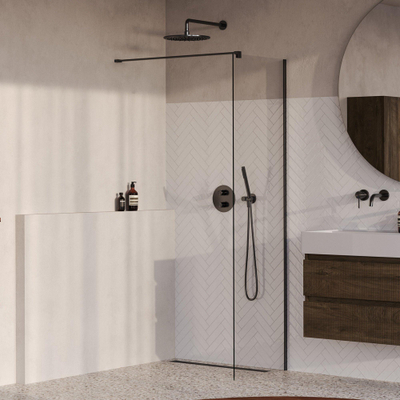 BRAUER Oblivion Douche à l'italienne - 50x200cm - revêtement verre - verre clair - PVD gunmetal brossé