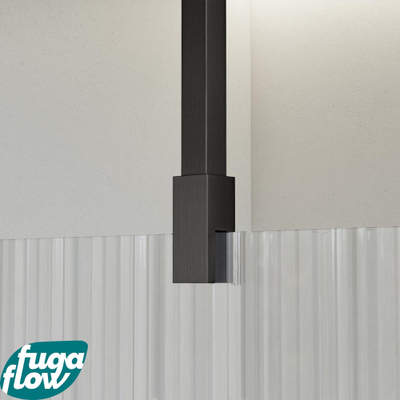 FugaFlow Eccelente Vetro douche à l'italienne salle de bain - 90x200cm - verre strié - bras plafond - gunmetal -