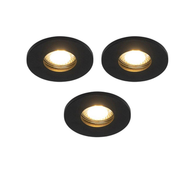 QAZQA Shed Spot encastrable - set de 3 - 8,5x8,5cm - IP54 - rond - noir mat