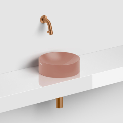 Clou Vale lave-mains 22cm Céramique rond sans plage de robinetterie rose mat