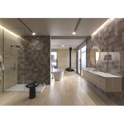 ÉCHANTILLON Terravito Quivaro carreau mural - 6.5x26cm - Taupe brillant (brun)