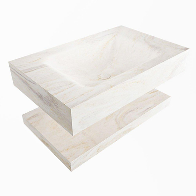 MONDIAZ ALAN - DLUX Ensemble meuble de salle de bains - 70cm - tablette - Ostra - lavabo suspendu - vasque centrale - 0 trous de robinet - Ostra