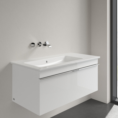 Villeroy & Boch Venticello Lavabo pour meuble avec lavabo gauche 100x50cm sans trou pour robinetterie avec trop plein ceramic+ blanc