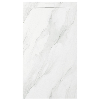 Zenon Essenza Minimal douchevloer - 160x90cm - antislip - antibacterieel - mineraalmarmer - rechthoek - Marble white (wit)
