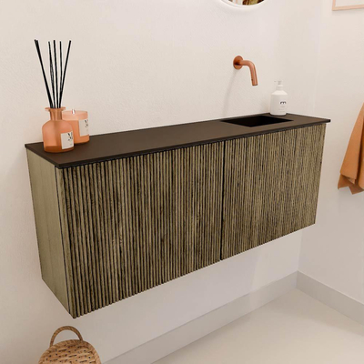 Mondiaz JOYA 100cm toiletmeubel - kleur Dusk - Wastafel FAYE positie Rechts Zonder kraangat kleur Urban.