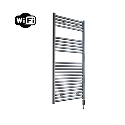 Sanicare HVW Elektrische Radiator - 111.8x45cm - 596W - wifi - thermostaat - zwart - rechtsonder - gunmetal (antraciet)
