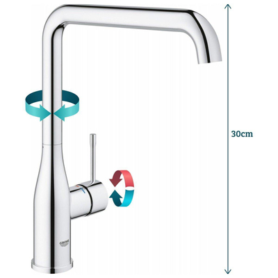 Grohe Essence New Keukenkraan - hoog - l uitloop - chroom