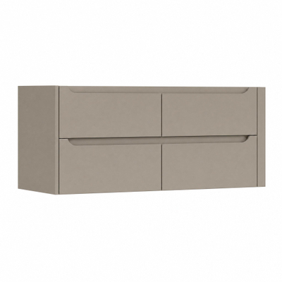 H&R Badmeubelen Juice Wastafelonderkast - 120x45x50cm - rechterhoek afgerond - 4 lades - geïntegreerde greep - Olive