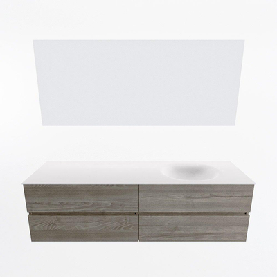 Mondiaz Vica ensemble de meuble de salle de bain - 170cm - meuble sous-vasque marron clair gris - 4 tiroirs - lavabo lune droite - 1 trou de robinet - couleur talc - miroir LED - version XL 60cm de haut