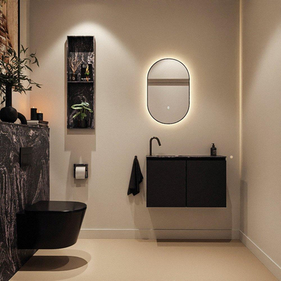 MONDIAZ TURE-DLUX 80cm toiletmeubel Urban. EDEN wastafel Lava positie links. Met 1 kraangat.