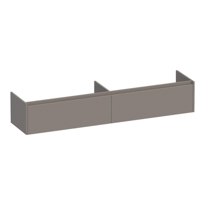 BRAUER Embrace wastafelonderkast - 198x35x45.5cm - 2 softclose lades - greeploos - 2 sifon uitsparingen - mat taupe