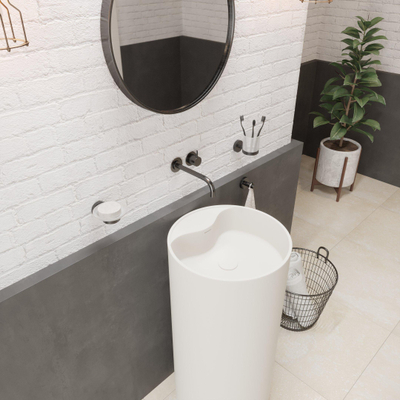 Ideavit Solidroll Staande wastafel 45x45x90cm rond 0 kraangaten 1 wasbak Solid surface wit