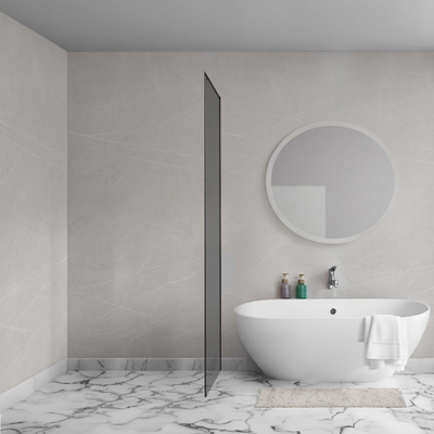 Aqua Vista Oria Cuadra Paroi latérale - 100x200cm - avec kit de montage - pour cabine de douche - verre fumé - noir mat