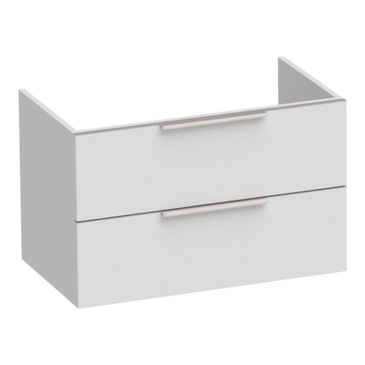 Saniclass EVO WastafelOnderkast - 80x46x50cm - 2 softclose lades - standaard greep - 1 sifonuitsparing - MDF - hoogglans wit