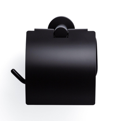Ozean Eternal Toiletrolhouder - met klep - rond - mat zwart SHOWROOMMODEL