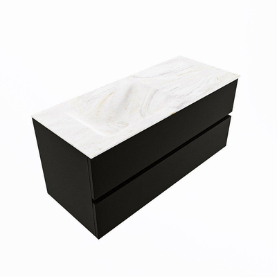 Mondiaz VICA-DLUX Ensemble de meuble de salle de bain - 110cm - meuble sous-vasque urban - 2 tiroirs - lavabo encastré cloud gauche - sans trous de robinet - version haute de 60cm - ostra