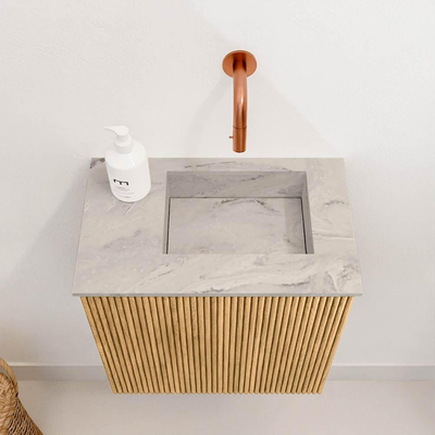Mondiaz JOYA-DLUX Meuble de toilette 40cm - couleur Chêne - Vasque FAYE position Droite Sans trou de robinet couleur Glace