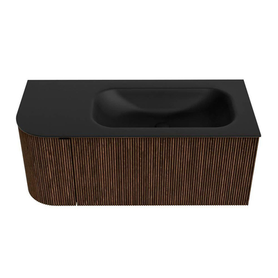 MONDIAZ KURVE Meuble de salle de bains 105cm avec module 25 L couleur Walnut avec 1 tiroir et 1 porte. Lavabo BIG SMALL droit sans trou de robinet Urban.