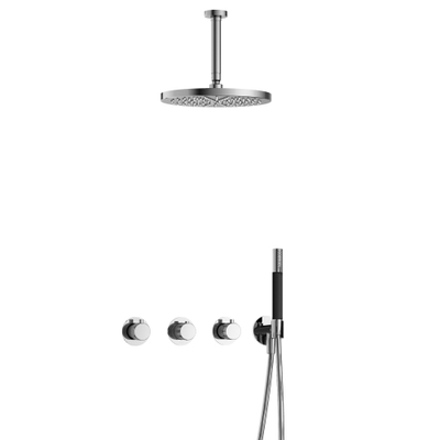 Hotbath Cobber X IBSX70 Regendoucheset inbouw - hoofddouche 30cm - plafondarm 15cm - handdouche staaf 1 stand - Chroom