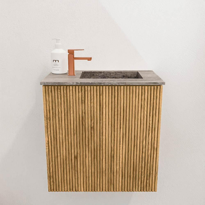 Mondiaz JOYA-DLUX 40cm toiletmeubel - kleur Oak - Wastafel FAYE positie Rechts 1 kraangat kleur Oza.