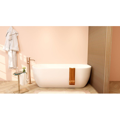 Wiesbaden Liora baignoire demi-îlot 180 x 80 cm acrylique mat blanc avec bonde mat blanc